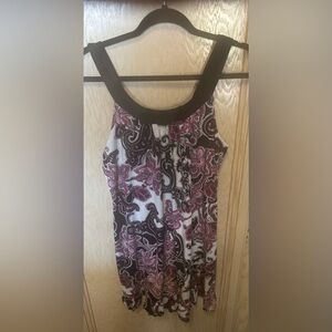 Linea Donatilla Women's Black Purple Paisley Sleeveless Pajama Long Top Sz M
